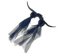 LLINthy Devil Horn Flower Headband With Veil Cosplay Costume Hairband Dark Series Hairhoop Day Of The Death Hairband For Women Women Fashion Accessory