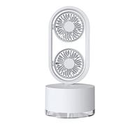 LLINthy Double-Head Small Tabletop Fan Quiet Portable USB Rechargeable Desk Fan Air Circulator Rotatable Fairy Figurines For Women