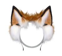 LLINthy Furry Foxes Ears Headband And Furry Tail Set For Halloween Costume Parties Comfortable Soft Adjustable For Kids Adults Halloween Foxes Ears Headbands