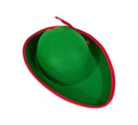 LLINthy Green Bucket Caps Red Accent Feathered Premium Fabric Unisex Adult Hat For Medival Fairs Green Archer Hat With Red Feather
