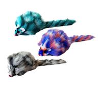 LLINthy Interactive Cats Toy Plush Squeaky Animal With Colorful Feathered Encourage Active Play For Kittens Indoor 3PCS Plush Squeaky Cats