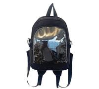 LLINthy Japanese School Girl Nylon Small Backpack Student Uniform Animes Pin Display Clear School Bag Transparent Itabag Transparent Animes Display Bag Backpack