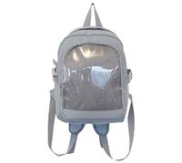 LLINthy Japanese School Girl Nylon Small Backpack Student Uniform Animes Pin Display Clear School Bag Transparent Itabag Transparent Animes Display Bag Backpack