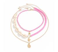 LLINthy Multi Layered Shell Necklace Set Beach Sea Star Beaded Neckchain Jewelry For Girls Women Seeking Natural Elegance Imitation Pearls Jewelry