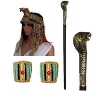 LLINthy Pharaoh Hat Snakes Hairband Cosplay Headbands For Halloween Cosplay Queen Of Egypt Golden Beads Halloween Headwear