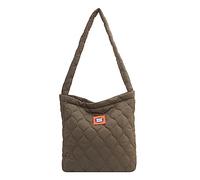 LLINthy Quilted Nylon Tote Bag For Girl Women Casual Rhombus Pattern Handbag Shoulder Bag Simple Bags Beige/Black/Green For Students