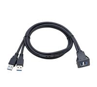 LLINthy Snapping on Mount USB3.0 Square Double Port Data Transfer Cable Waterproof Construction for Automotive Marine Motorcycle Use
