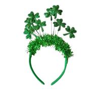 LLINthy Sparkling Tinsel Three Leaves Hair Hoop Irish Holiday Hair Holder Christmas Cosplay Party Headwear For Teens Women