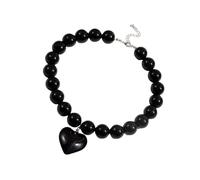 LLINthy Stylish Large Heart Necklace Contemporary Heart Necklace With Bead Accent Suitable For Work And Social Event Elegant