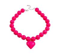 LLINthy Stylish Large Heart Necklace Contemporary Heart Necklace With Bead Accent Suitable For Work And Social Event Elegant