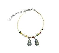 LLINthy Trend Fashionable Crystal Gourd Pendant Bangles Handcrafted Woven String Eye Catching Wrist Decors Gourd