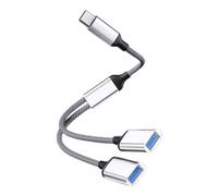 LLINthy Type C To 2 USB OTG Adapter Y Splitter Cable USB 2.0 Type C Expansion HUB Data Charging Braid Cable