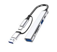 LLINthy USB C+USB Hubs 5 Port Adapter For 5 In 1 USB C/USB Hubs Dongle Portable USB C Hubs Memory Card Adapter Reader For Laptops