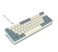 LLINthy USB Corded 60% 61 Key Mechanical Keyboards With Ice Blue Backlit And Keycaps For PC Gamers