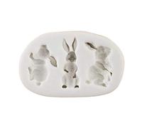 llio 3D Silicone Cake Mould Easter Three Rabbits Decorat Mold Chocolate Baking Tool