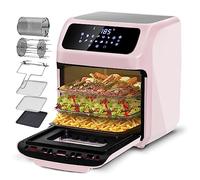 LLIVEKIT 12L Air Fryer Oven with Rotisserie, Family Sized, with 12 Presets, Electric Mini Oven, Oil Free, 90-Minute Timer, Cookbook, 6 Accessories, 1800W, Pink