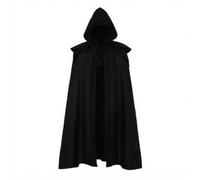 Lljsszr Gothic Cloak Hooded Cape Theatrical Robe Full Length Garment Layered Shoulder Styling Tie Neck Closure Uniform Cloth Suitable for cosplay nights, Black, M