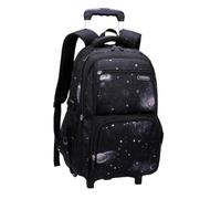 Lljsszr Student Trolley Rolling Backpack With Stair Bookbag Luggage Cart Reinforced Base And Polyester Lining Large Capacity For Textbooks And Laptop suitable, Black, Starry 2-Wheel