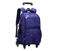 Lljsszr Student Trolley Rolling Backpack With Stair Bookbag Luggage Cart Reinforced Base And Polyester Lining Large Capacity For Textbooks And Laptop suitable, Dark Blue, Starry 6-Wheel