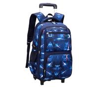 Lljsszr Student Trolley Rolling Backpack With Stair Bookbag Luggage Cart Reinforced Base And Polyester Lining Large Capacity For Textbooks And Laptop suitable, Blue, Space 2-Wheel