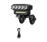Lljsszr Warning Light Bike Headlight Lamp Torch With 5 LED Road Beam Cover Wired Handlebar Control Built In Display Suitable for training rides city commuting trail rides