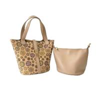 Lljsszr Women Tote Bag With Pouch Set Faux Leather Top Handles Rotary Lock Closure Structured Everyday Handbag Suitable For Commuting Work Travel, Flower Pattern