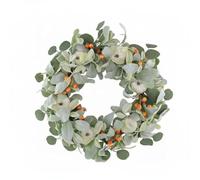 Lljsszr Wreath Autumn Door Wreath Eucalyptus Leaf Wreath Fall Fruit Wreath Pale Squash Wreath Rustic Rattan And Cloth Construction With Realistic Textures