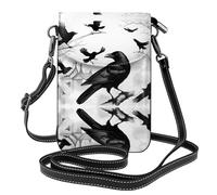 LLKGO TBlack Crow Birds Pattern Crossbody bag, mobile phone bag, women's small wallet, a practical gift suitable for going out, exercising, and shopping