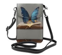 LLKGO TButterfly in the book Pattern Crossbody bag, mobile phone bag, women's small wallet, a practical gift suitable for going out, exercising, and shopping