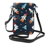 LLKGO TCartoon rocket launch direction Pattern Crossbody bag, mobile phone bag, women's small wallet, a practical gift suitable for going out, exercising, and shopping