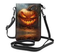 LLKGO TEvil Devil Pumpkin Pattern Crossbody bag, mobile phone bag, women's small wallet, a practical gift suitable for going out, exercising, and shopping