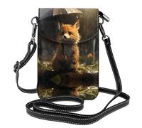 LLKGO TLittle fox hiding from the rain Pattern Crossbody bag, mobile phone bag, women's small wallet, a practical gift suitable for going out, exercising, and shopping