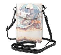 LLKGO TLittle gray cat basking in the sun Pattern Crossbody bag, mobile phone bag, women's small wallet, a practical gift suitable for going out, exercising, and shopping