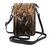 LLKGO TLittle rabbit in the wheat field Pattern Crossbody bag, mobile phone bag, women's small wallet, a practical gift suitable for going out, exercising, and shopping
