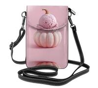 LLKGO TPink pumpkin ice cream Pattern Crossbody bag, mobile phone bag, women's small wallet, a practical gift suitable for going out, exercising, and shopping