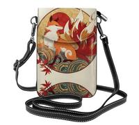 LLKGO TRed Sun Nine-Tailed Fox Pattern Crossbody bag, mobile phone bag, women's small wallet, a practical gift suitable for going out, exercising, and shopping