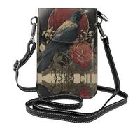 LLKGO TRose Crow Pattern Crossbody bag, mobile phone bag, women's small wallet, a practical gift suitable for going out, exercising, and shopping