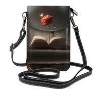 LLKGO TRose on the book Pattern Crossbody bag, mobile phone bag, women's small wallet, a practical gift suitable for going out, exercising, and shopping