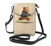 LLKGO TRunning Bear Pattern Crossbody bag, mobile phone bag, women's small wallet, a practical gift suitable for going out, exercising, and shopping