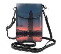 LLKGO TTall buildings in the evening sun Pattern Crossbody bag, mobile phone bag, women's small wallet, a practical gift suitable for going out, exercising, and shopping