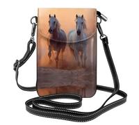LLKGO TThe galloping horse in the desert Pattern Crossbody bag, mobile phone bag, women's small wallet, a practical gift suitable for going out, exercising, and shopping