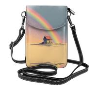 LLKGO TThe House Under the Rainbow Pattern Crossbody bag, mobile phone bag, women's small wallet, a practical gift suitable for going out, exercising, and shopping