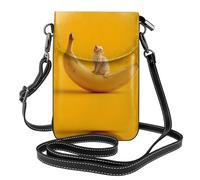 LLKGO TThe kitten on the banana Pattern Crossbody bag, mobile phone bag, women's small wallet, a practical gift suitable for going out, exercising, and shopping