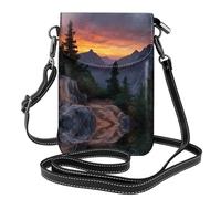 LLKGO TThe morning light in the mountains Pattern Crossbody bag, mobile phone bag, women's small wallet, a practical gift suitable for going out, exercising, and shopping