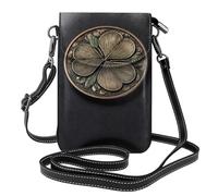 LLKGO TThree-leaf clover gold coins Pattern Crossbody bag, mobile phone bag, women's small wallet, a practical gift suitable for going out, exercising, and shopping