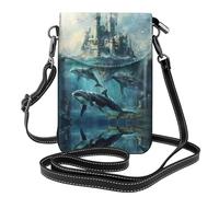 LLKGO TWhale under the castle Pattern Crossbody bag, mobile phone bag, women's small wallet, a practical gift suitable for going out, exercising, and shopping
