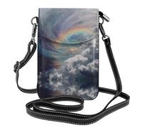 LLKGO TWhite Cloud Rainbow Swirl Pattern Crossbody bag, mobile phone bag, women's small wallet, a practical gift suitable for going out, exercising, and shopping