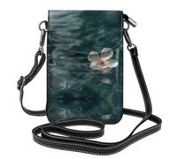 LLKGO TWhite flowers on the water Pattern Crossbody bag, mobile phone bag, women's small wallet, a practical gift suitable for going out, exercising, and shopping