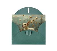 LLKGOT A Puppy Catching Bees Picture Greeting Card - Premium Pearlescent Paper Double Sided Pearl Effect Design