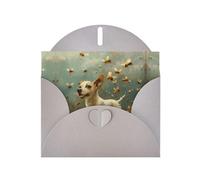 LLKGOT A Puppy Catching Bees Picture Greeting Card - Premium Pearlescent Paper Double Sided Pearl Effect Design